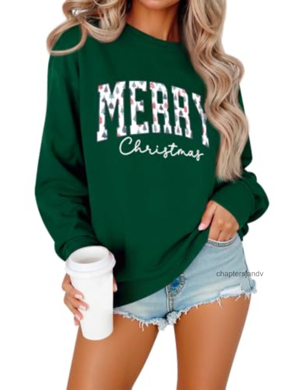 Merry Christmas Crewneck Sweatshirt Long Sleeve Pullover Women Holiday Top